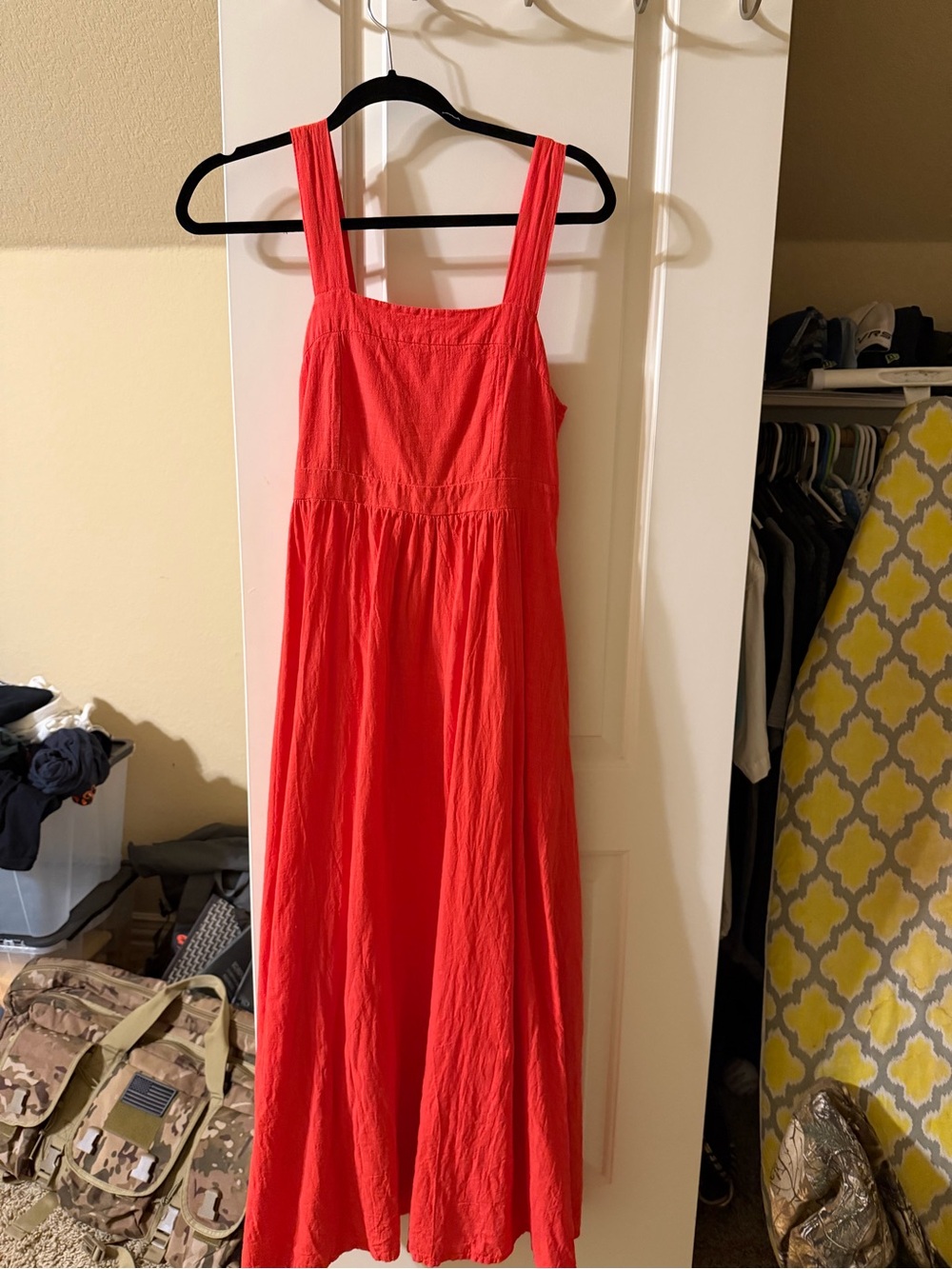 Sunset Red Square-Neck Maxi Dress with Wide Straps - Picture 1 of 6